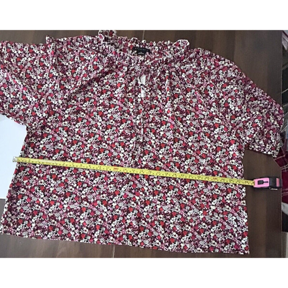 Women Plus 2X Blouse Sanctuary Georgette Red Floral Print Tie Neck Ruffle NWT - Picture 15 of 16